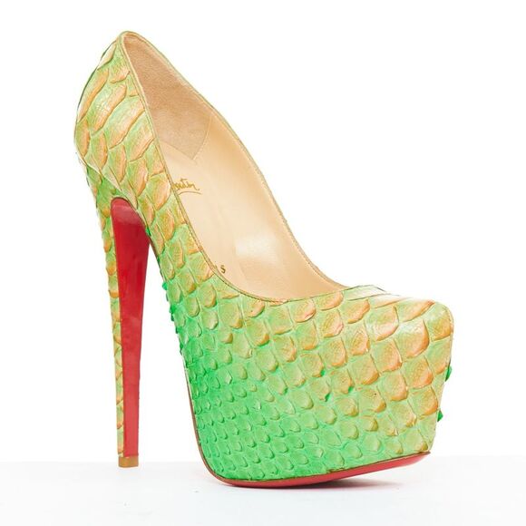 CHRISTIAN LOUBOUTIN Daffodile 160 Menthe ombre green scale platform heels EU36.5